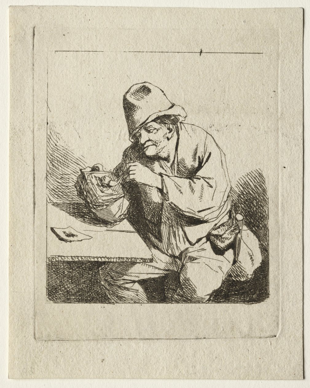 Peasant Lighting His Pipe by Cornelis Pietersz Bega
