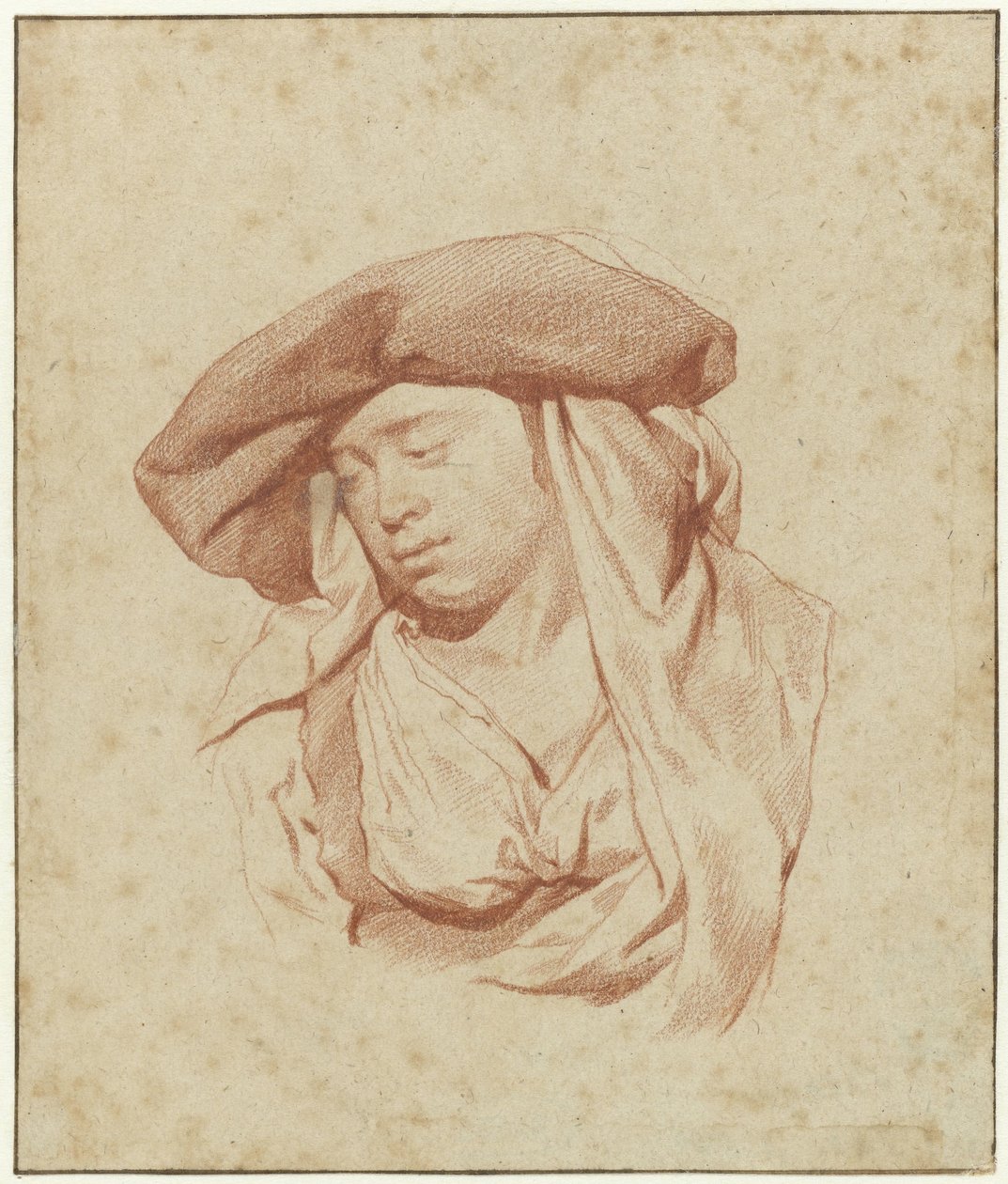 Study of a Woman, Bust Length, Facing Slightly Left and Looking Down by Cornelis Pietersz. Bega