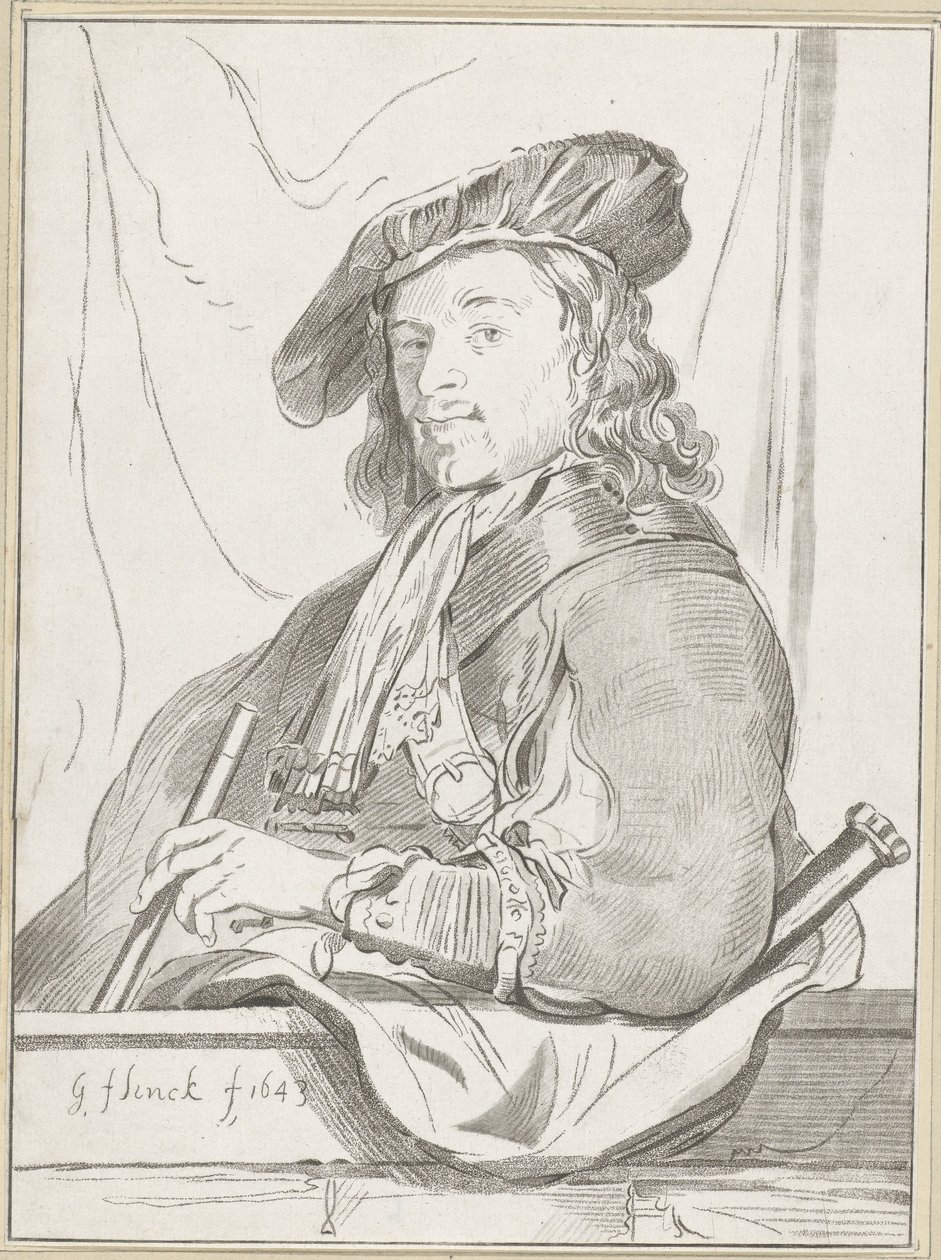 Man by Parapet by Cornelis Ploos van Amstel (signed by artist)
