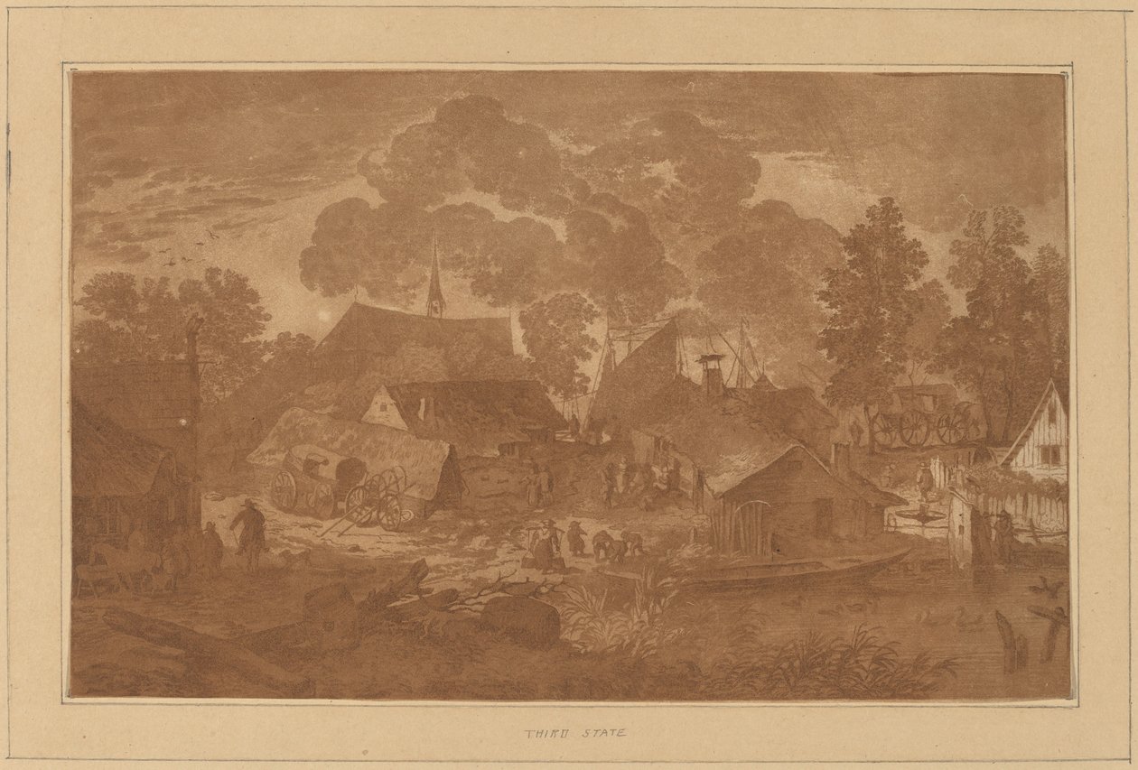 Village with Pond by Cornelis Ploos van Amstel