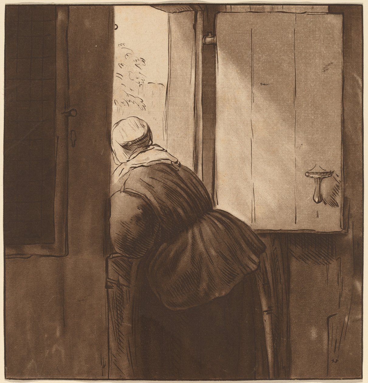Woman Leaning over a Lower Door by Cornelis Ploos van Amstel