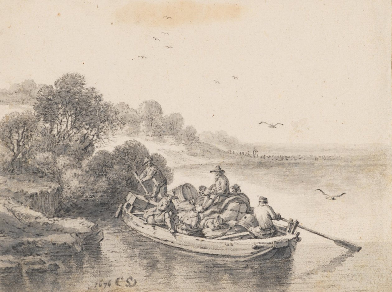 A Heavily Laden Ferry by Cornelis Saftleven