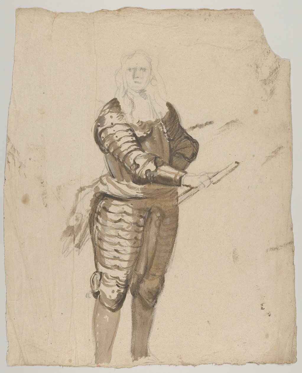Study of a Standing Commander Holding a Staff, early 17th-mid 17th century by Cornelis Schut I