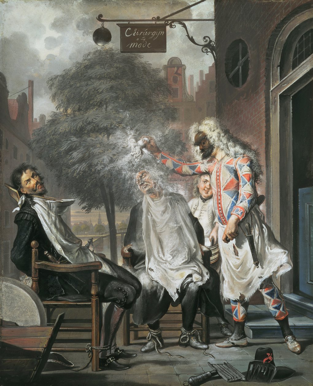 Harlequin, Magician and Barber: The Rivals Exposed by Cornelis Troost