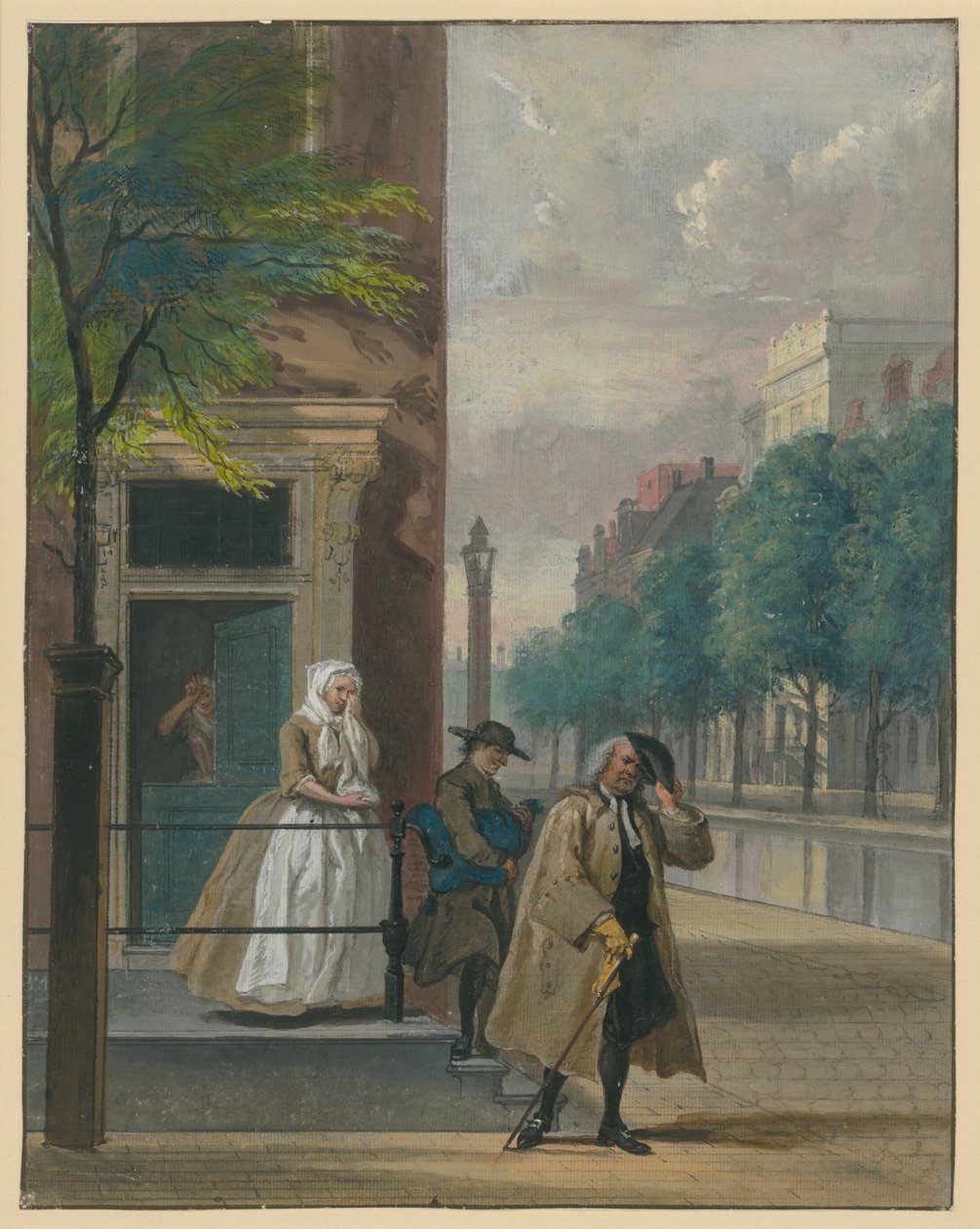 Scene from a Comedy ("De ontdekte Schijndeugd" by Lingelbach) by Cornelis Troost