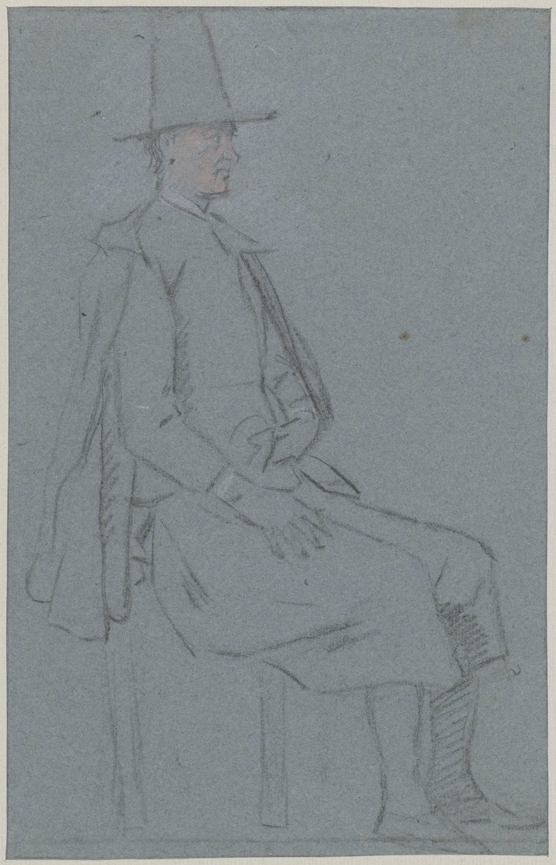 Seated Quaker, Profile to the Right, with One Hand on Thigh by Cornelis Troost