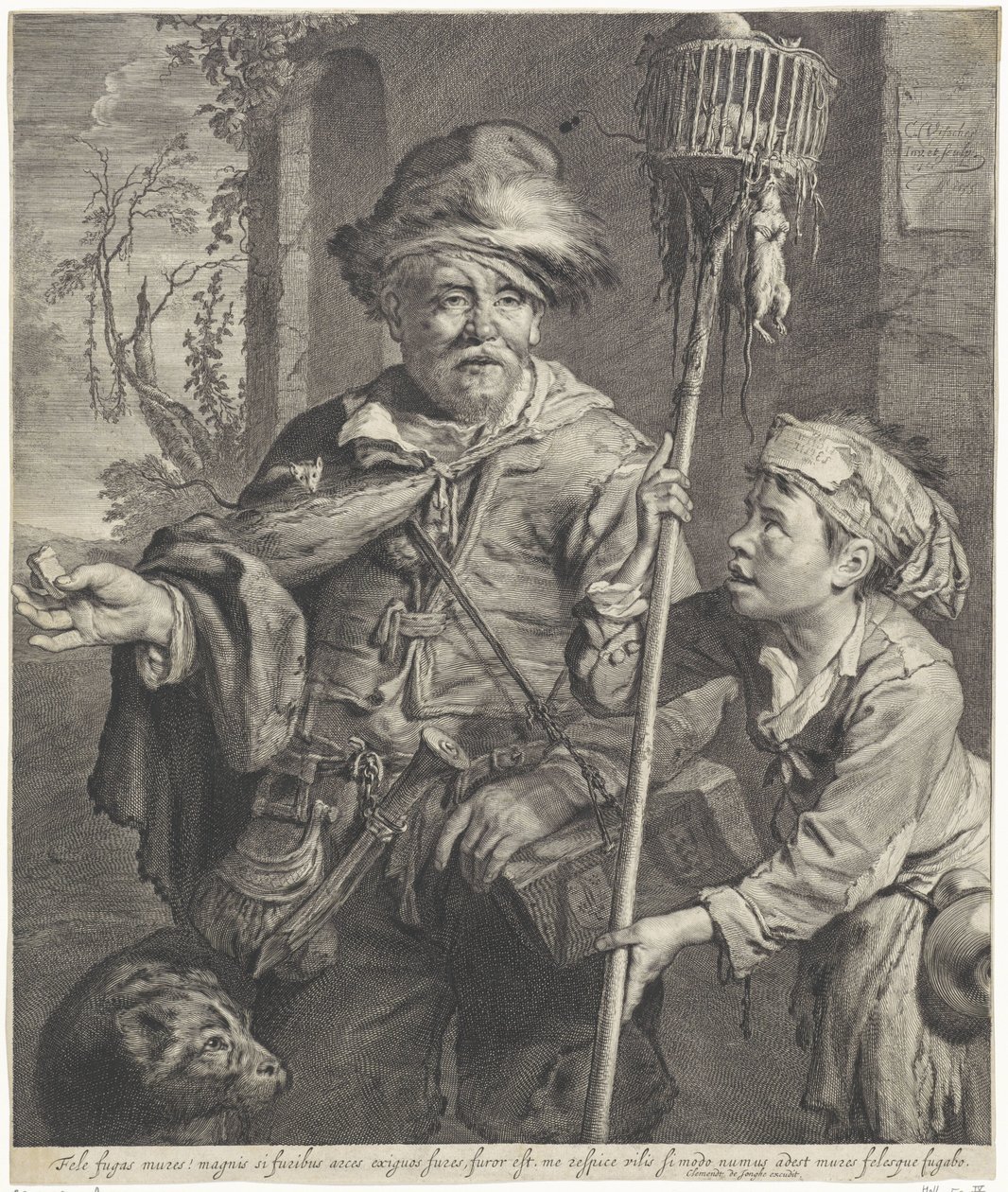 The Pied Piper with His Servant by Cornelis Visscher (II)