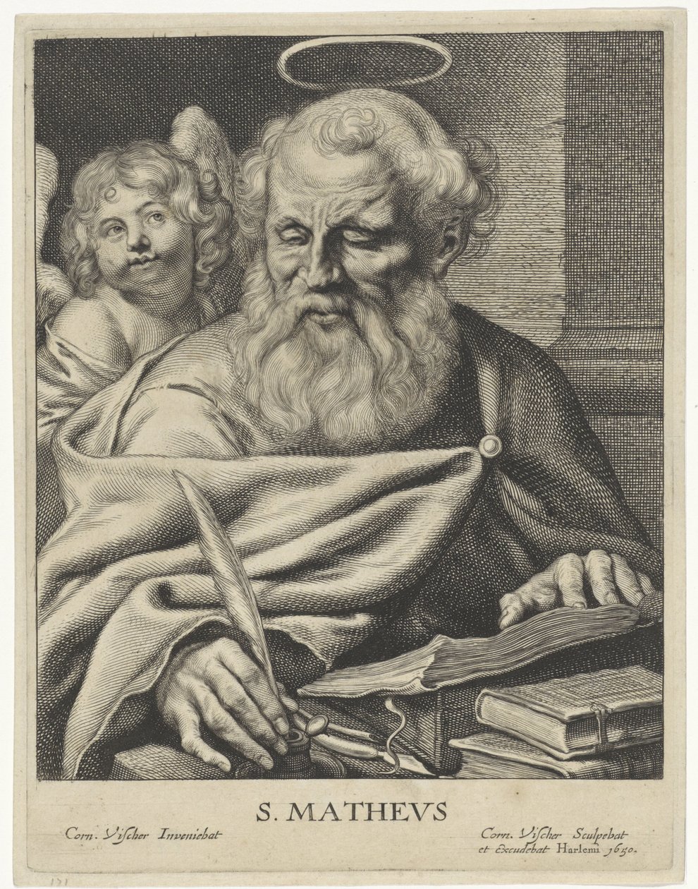 Evangelist Matthew (series title: Four Evangelists) by Cornelis Visscher (II)