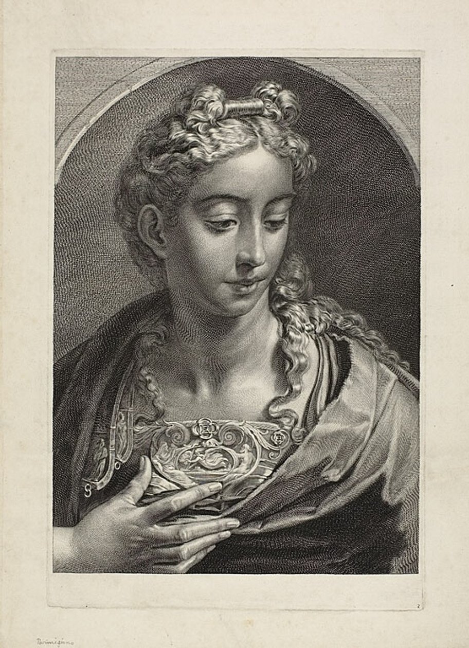 Athena, from Cabinet Reynst; Engravings of various images painted by famous artists by Cornelis Visscher