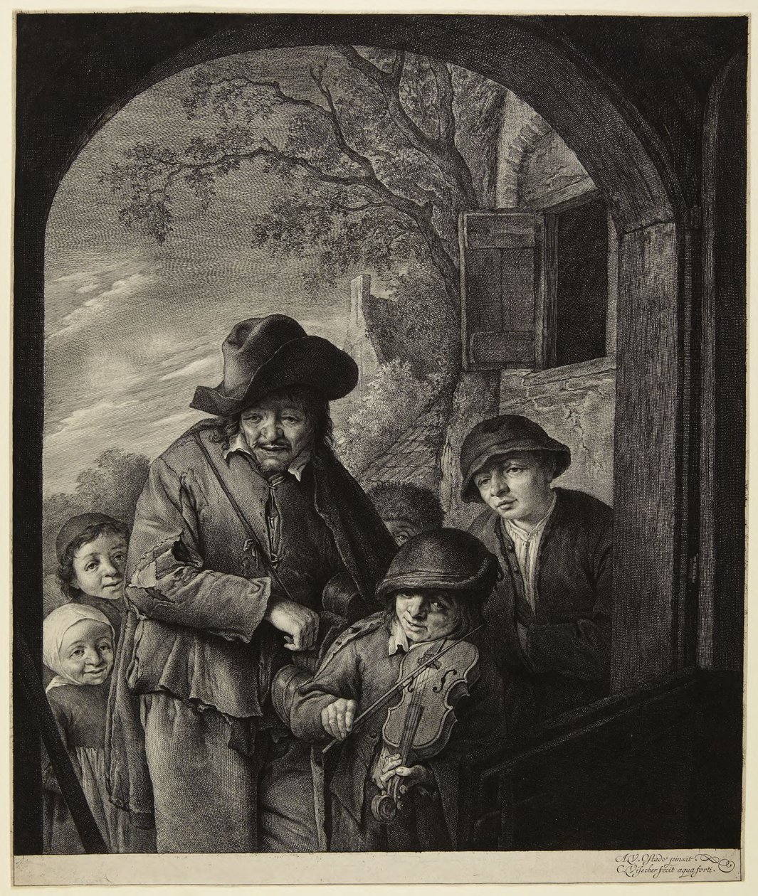 The Traveling Musicians by Cornelis Visscher