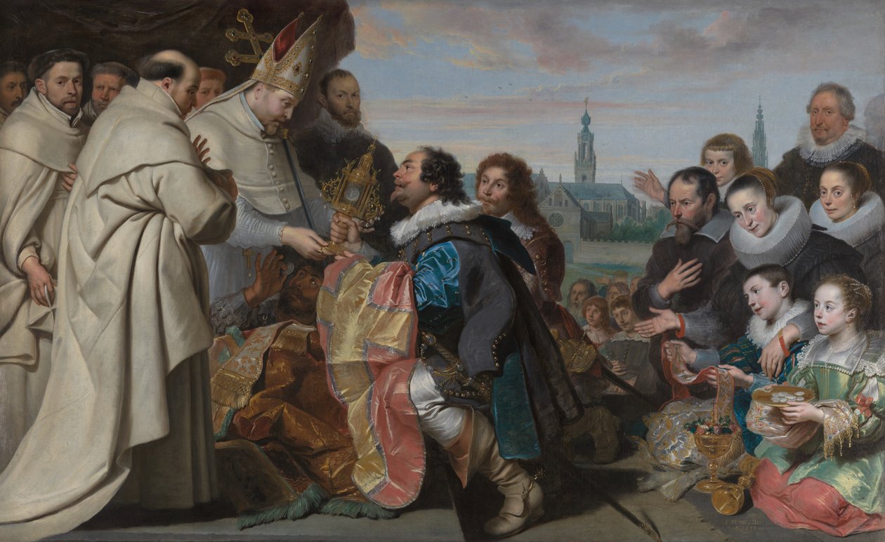The Restitution of the Church Treasures to Saint Norbert after the Defeat of the Heretic Tankelin, with a Portrait of the Snoeck Family by Cornelis de Vos