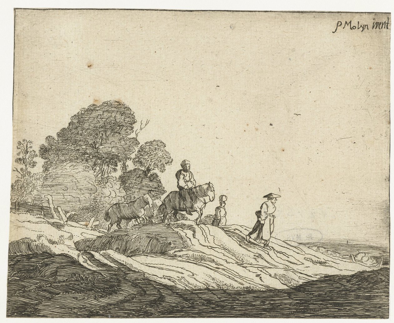 Landscape with Horses Four Landscapes (series title) by Cornelis van Kittensteyn (attributed to)