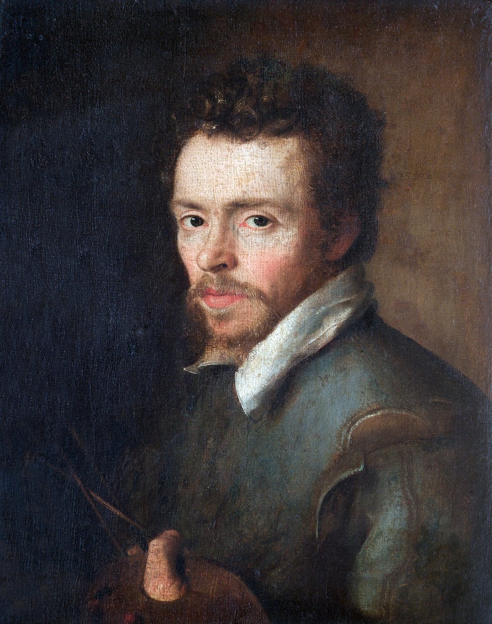 Self-portrait of an unknown painter with palette and brushes, 1596 by Cornelius Ketel