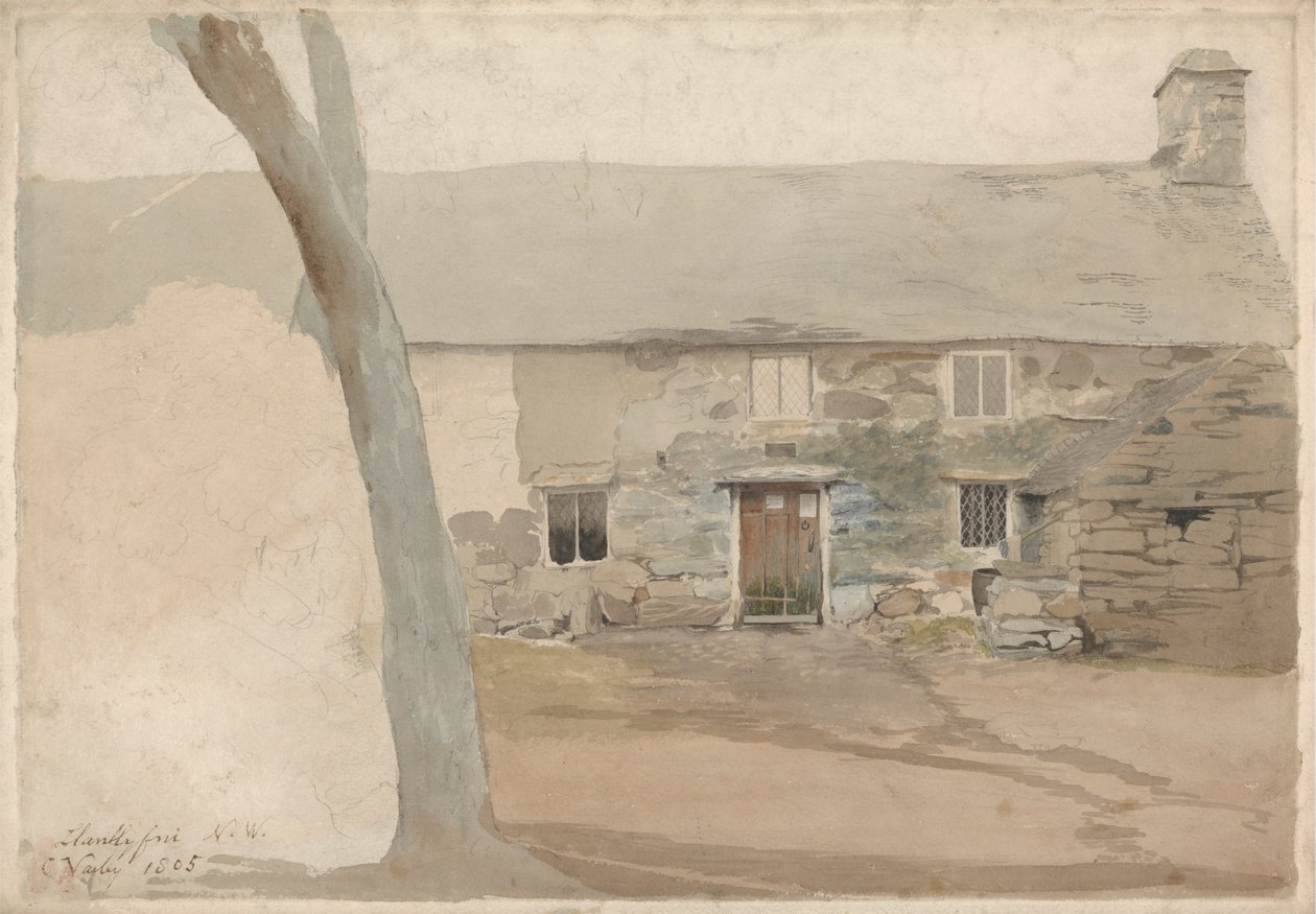 Cottages at Llanllyfni, North Wales by Cornelius Varley