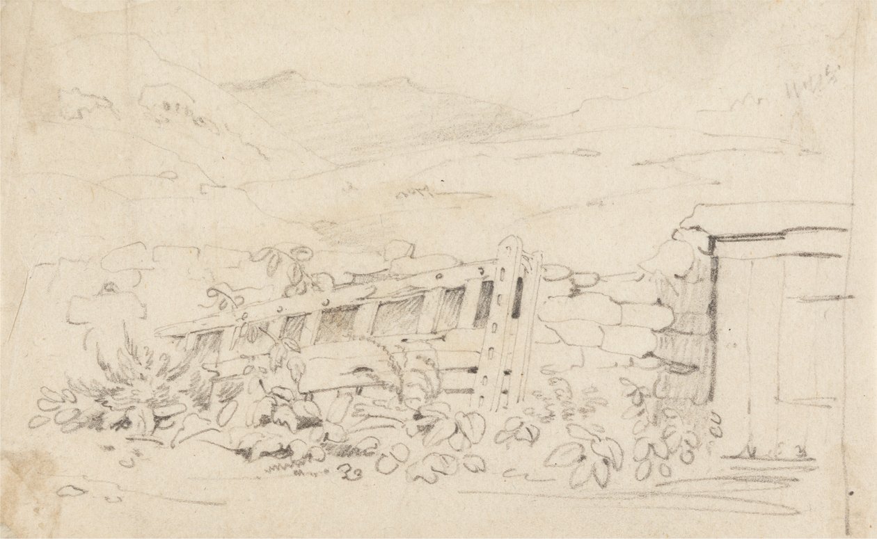 Study of a Stonewall and a Gate by Cornelius Varley