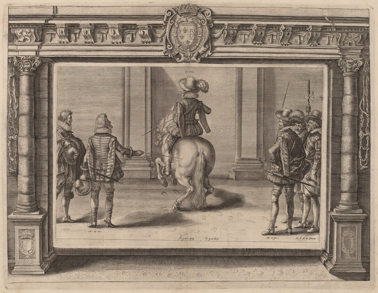 Louis XIII on Horseback, Receiving Instruction by Crispijn de Passe II