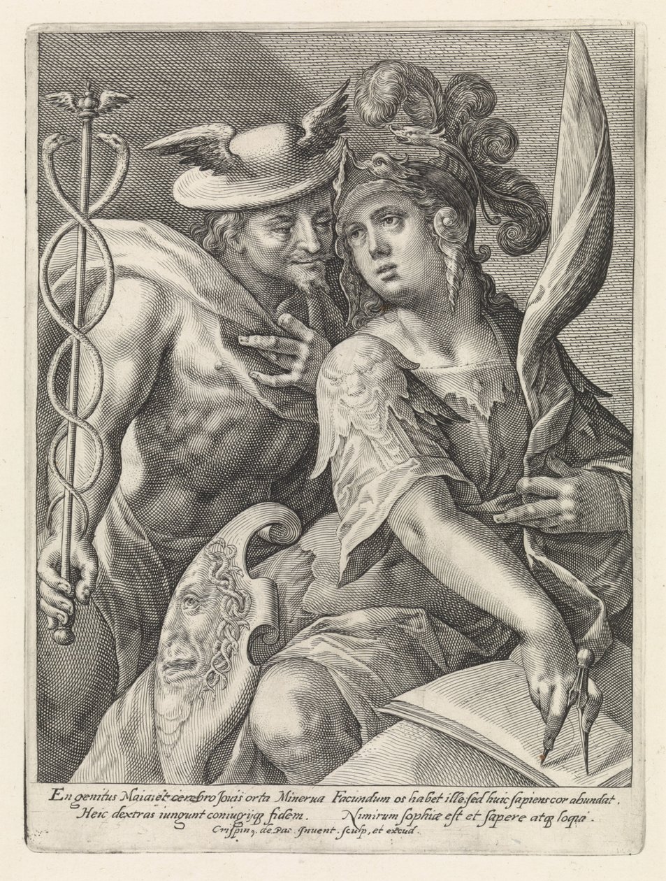 Mercury and Minerva (series title: Gods and Goddesses as Lovers) by Crispijn van de Passe (I)