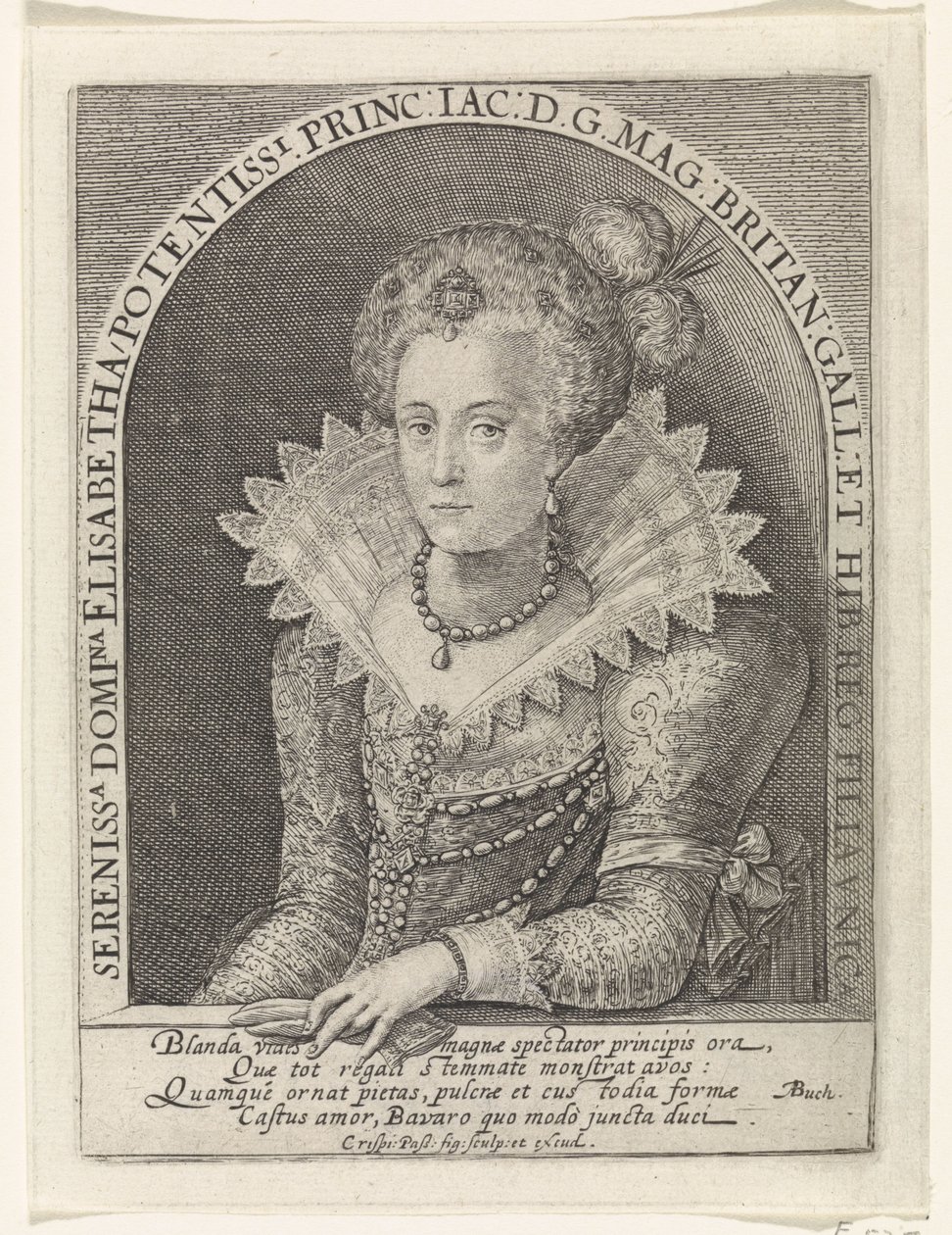 Portrait of Elizabeth Stuart, Queen of Bohemia by Crispijn van de Passe (I)