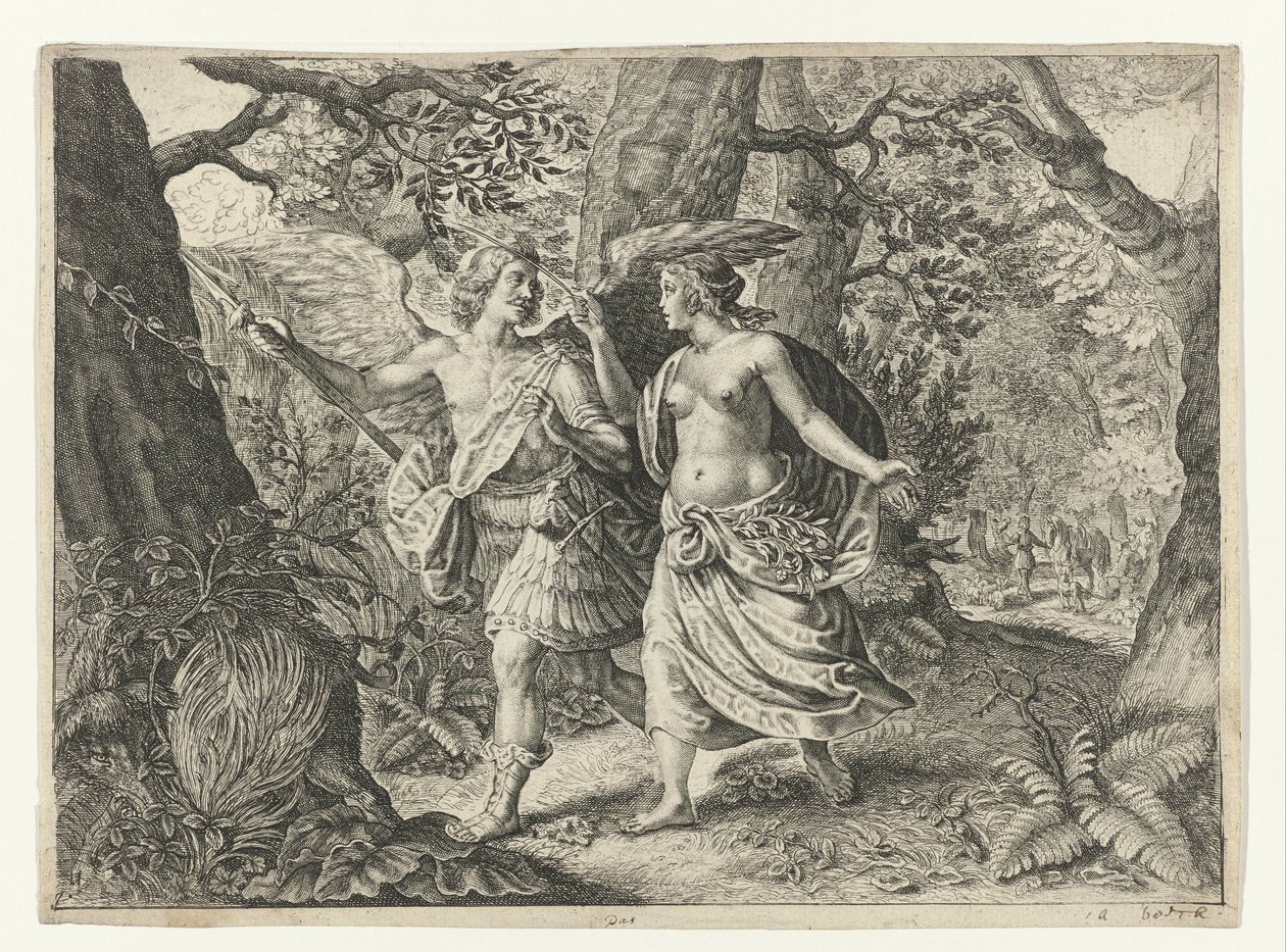 Circe Transforms Picus into a Woodpecker by Crispijn van de Passe (II) (after)