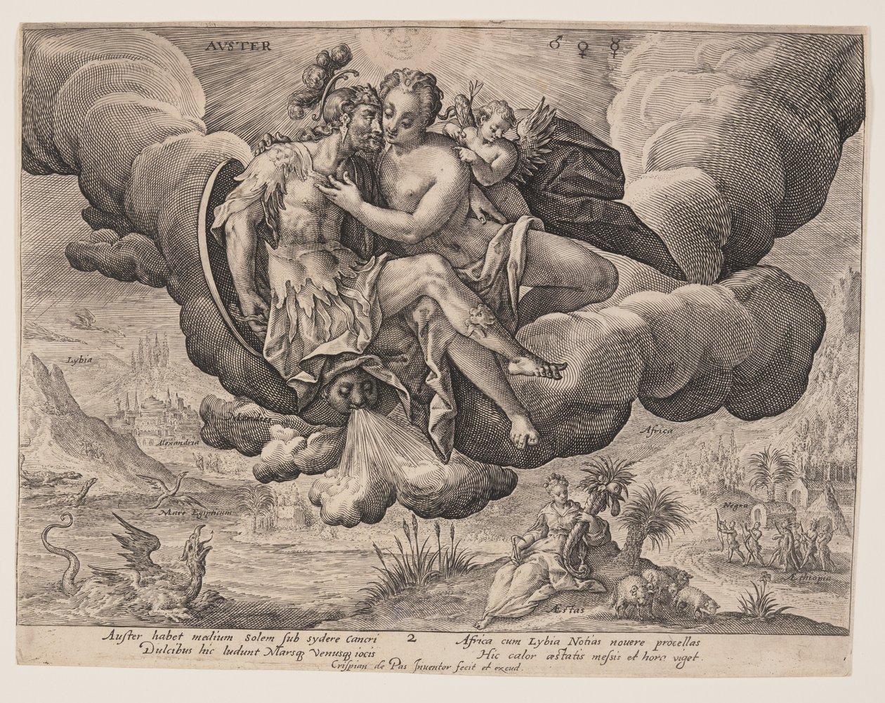 Auster, from The Winds by Crispijn van de Passe I