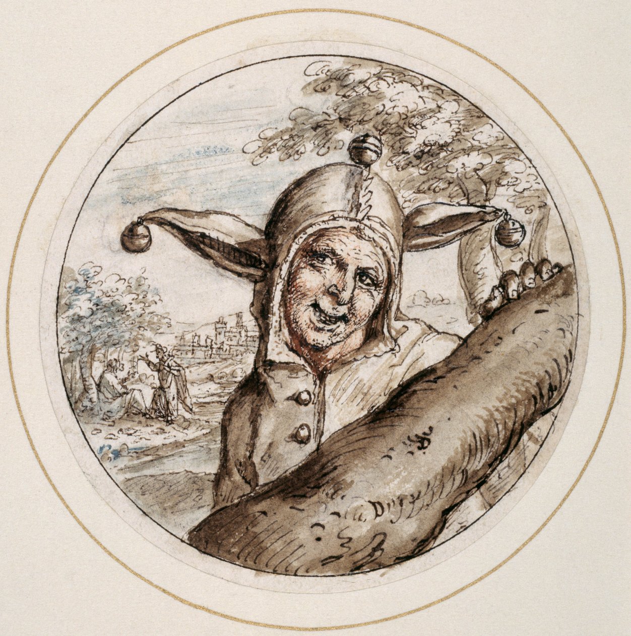 Fool with Cap and Bells, early 17th century by Crispin I de Passe