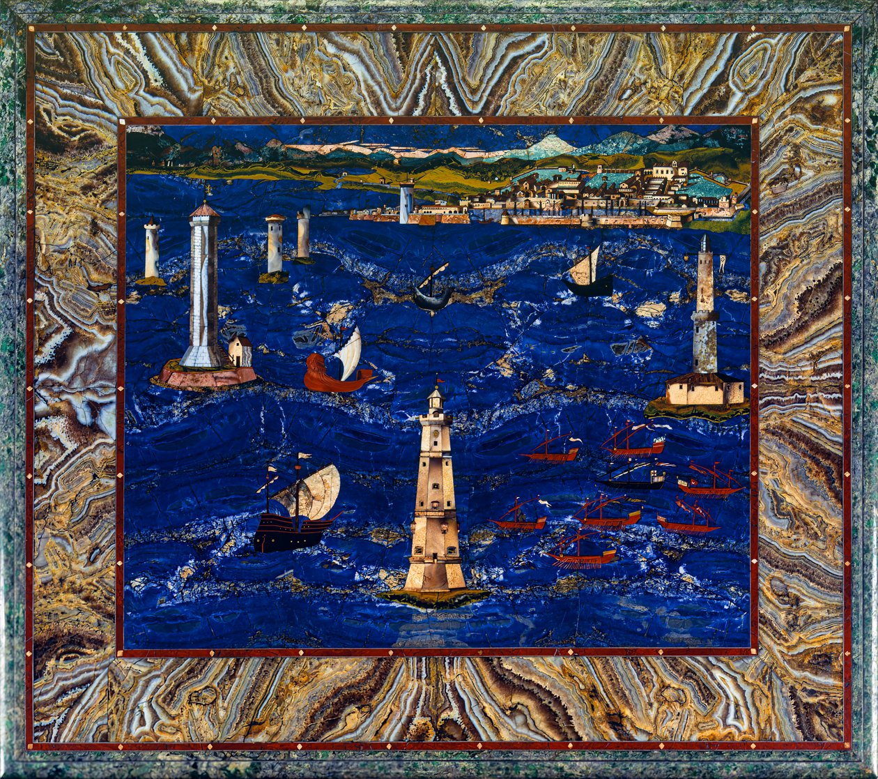 Table with representation of Livorno port by Cristofano & Ligozzi Jacopo (1547 1626) Gaffurri