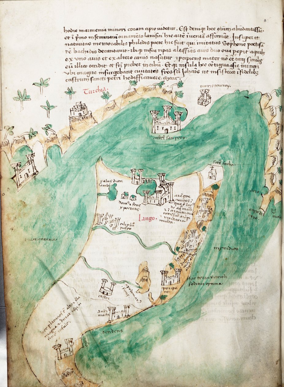 Chart of Kos and Bodrum, c.1420 by Cristoforo Buondelmonti