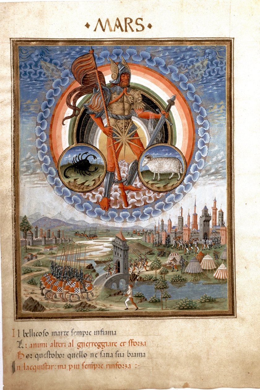Mars with the Zodiac Signs of Scorpio and Aries. The Battle Scenes
