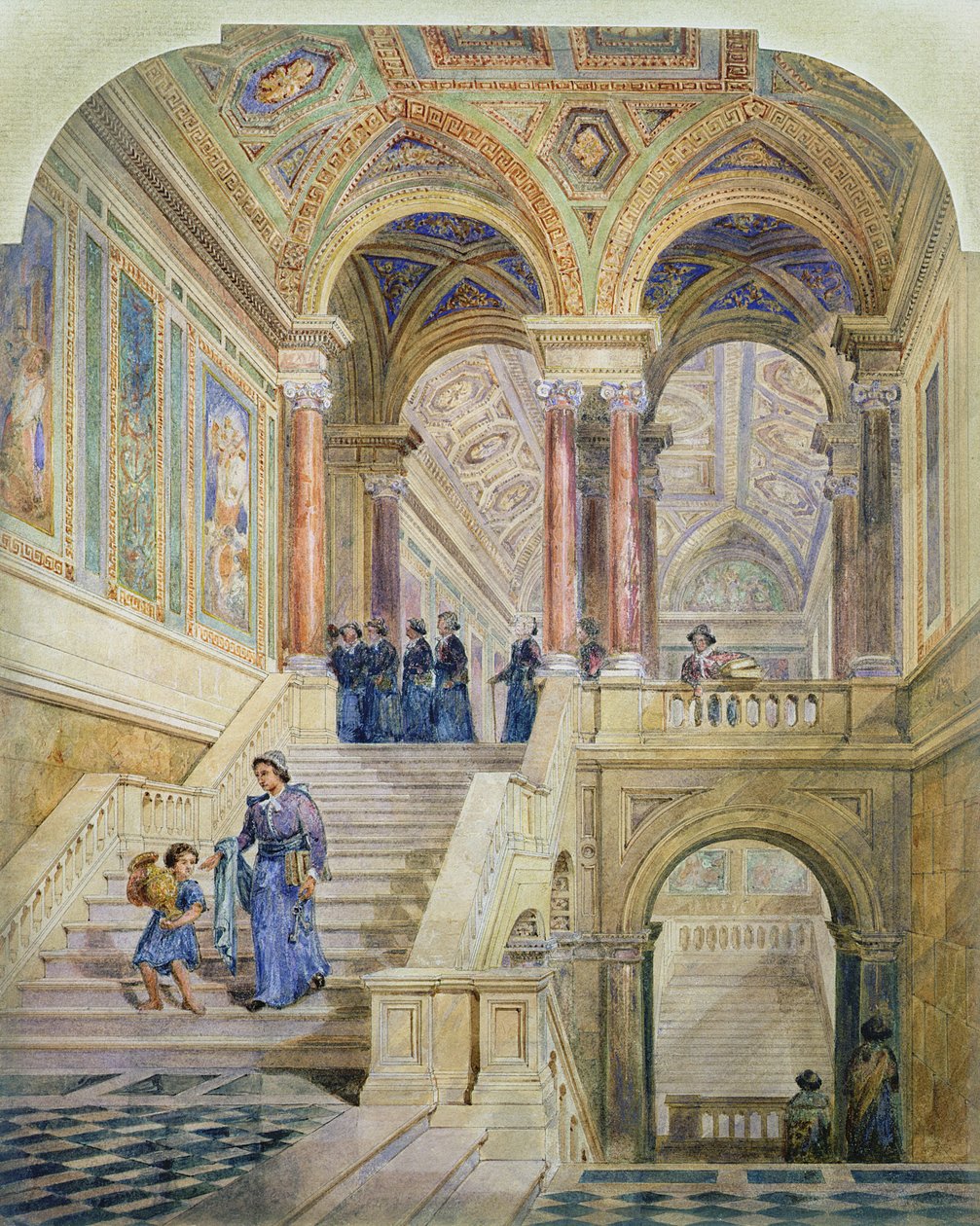 Design for the staircase of Leeds Town Hall, 1853-58 by Cuthbert Brodrick