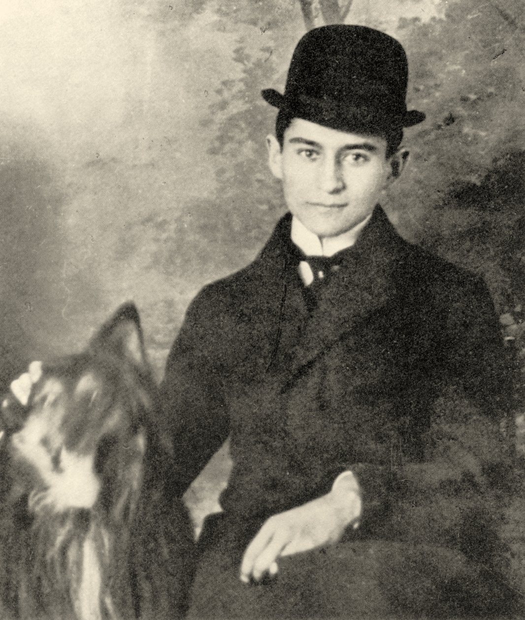 Franz Kafka with his dog, 1910 by Czech School