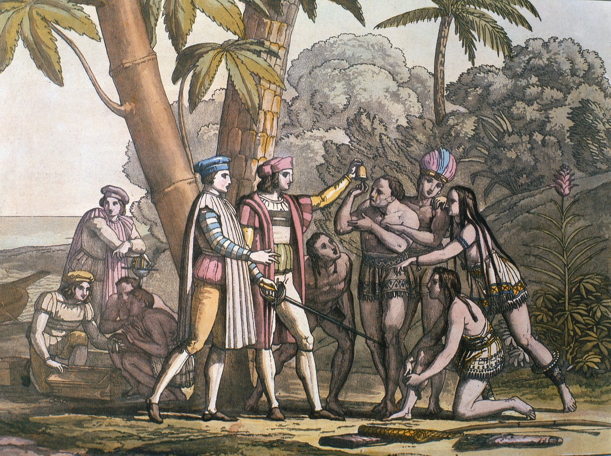 The Arrival of Christopher Columbus in the New World and His Meeting ...