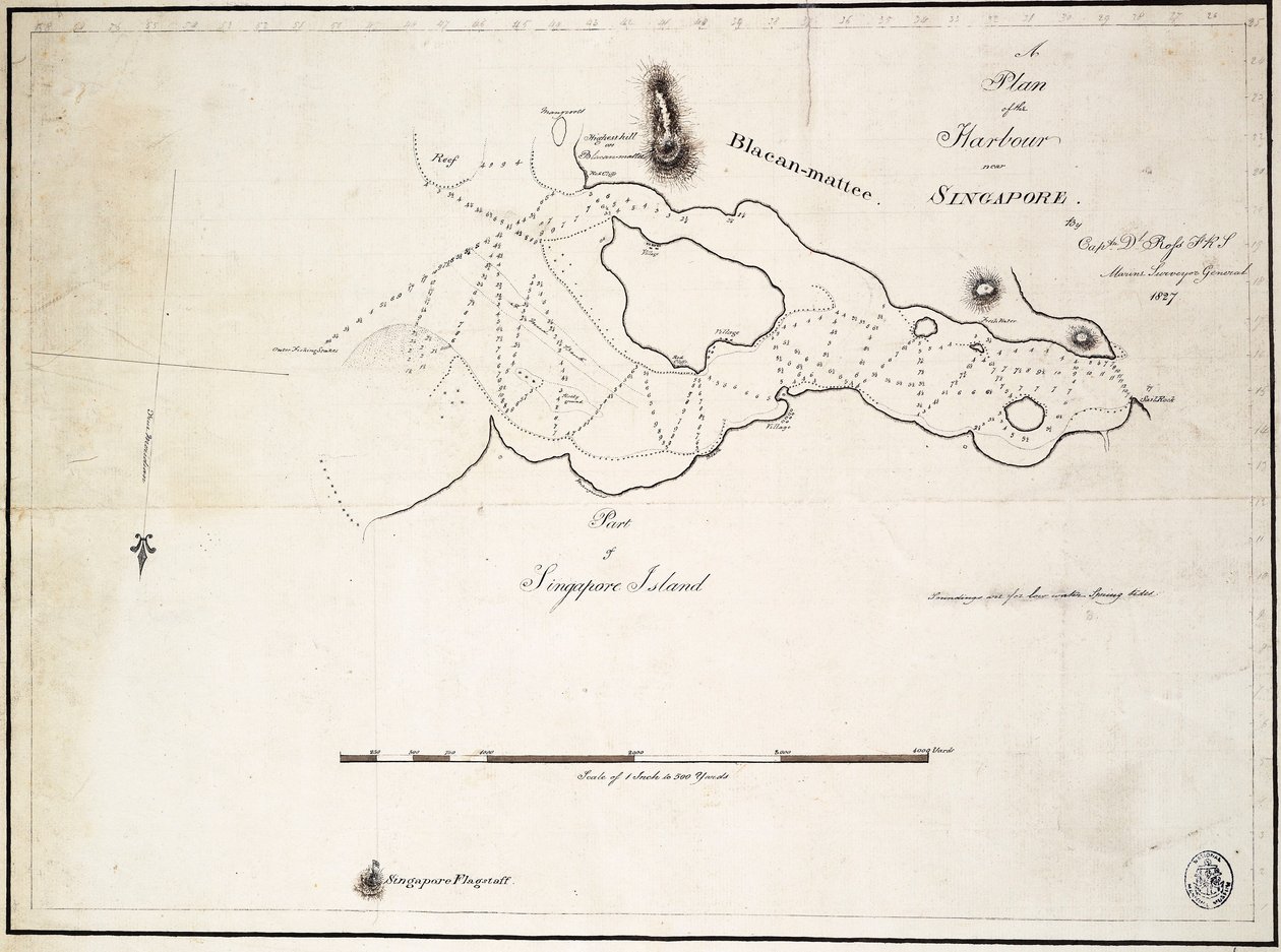 A Plan of the Harbour Near Singapore by Captain D.L. Ross, FRS Marine Surveyor General by D. I. Ross