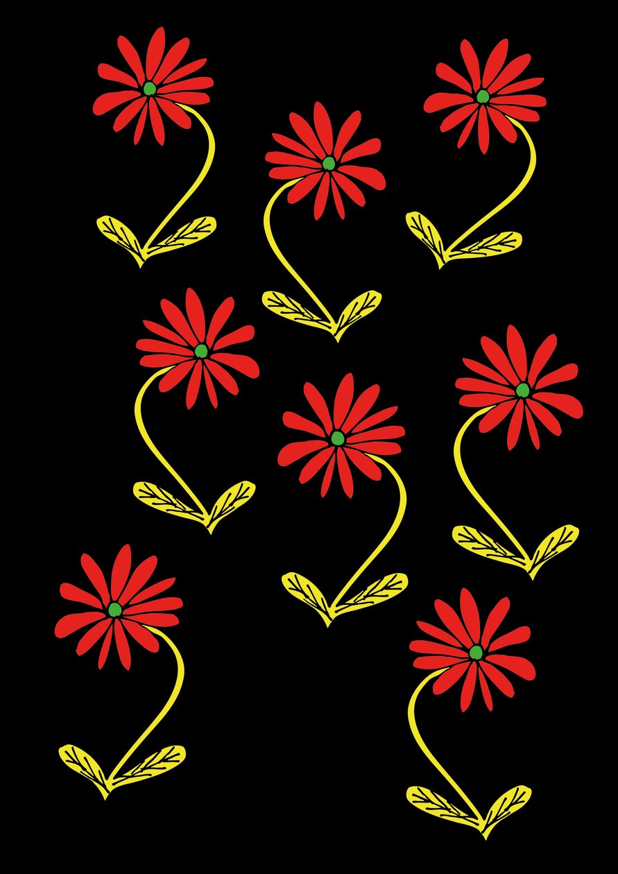 Daisies Repeat Black Background by Daisy de Villeneuve