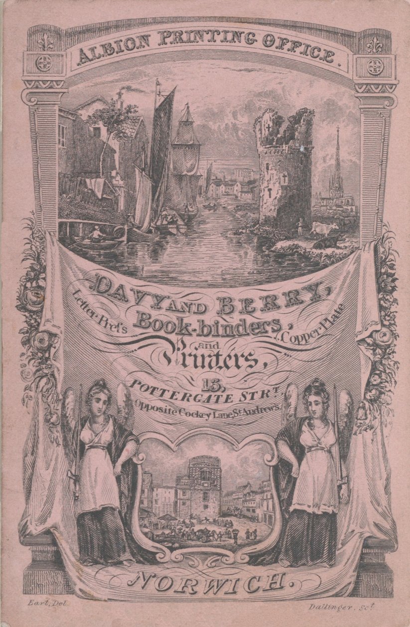 Trade Card for Davy and Berry, Book-Binder and Printer by Dallinger
