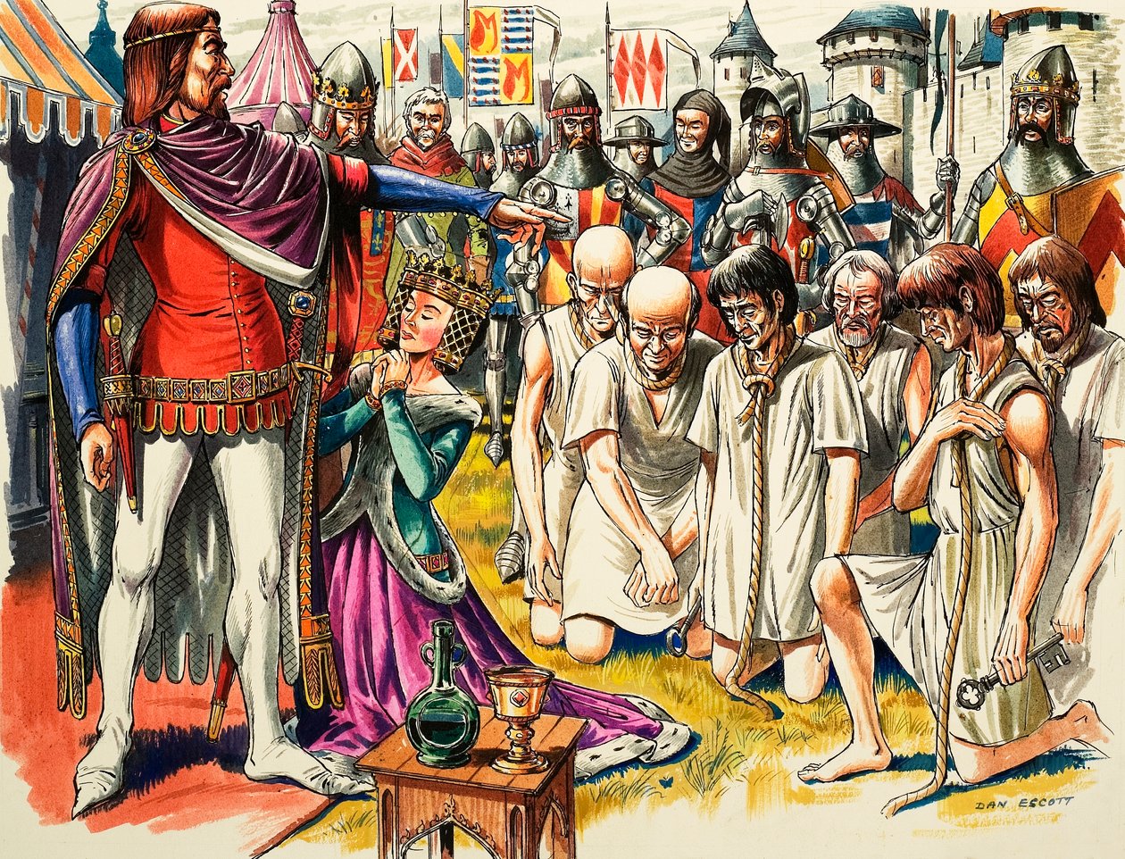 Burghers of Calais and King Edward III of England in 1347 by Dan Escott