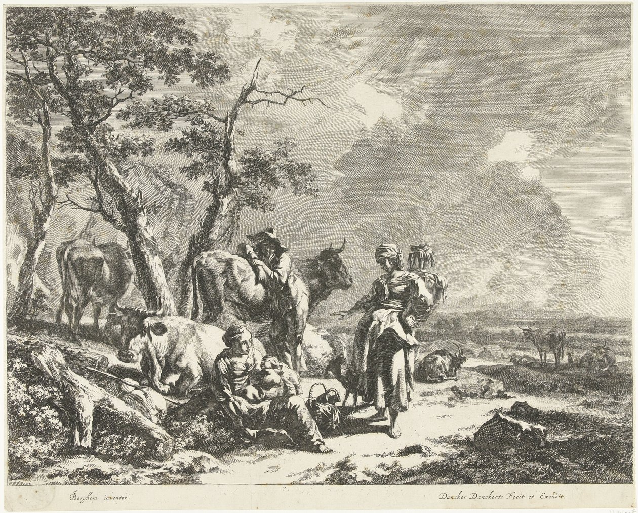 Noon: Shepherd Family Resting with Flock by Dancker Danckerts