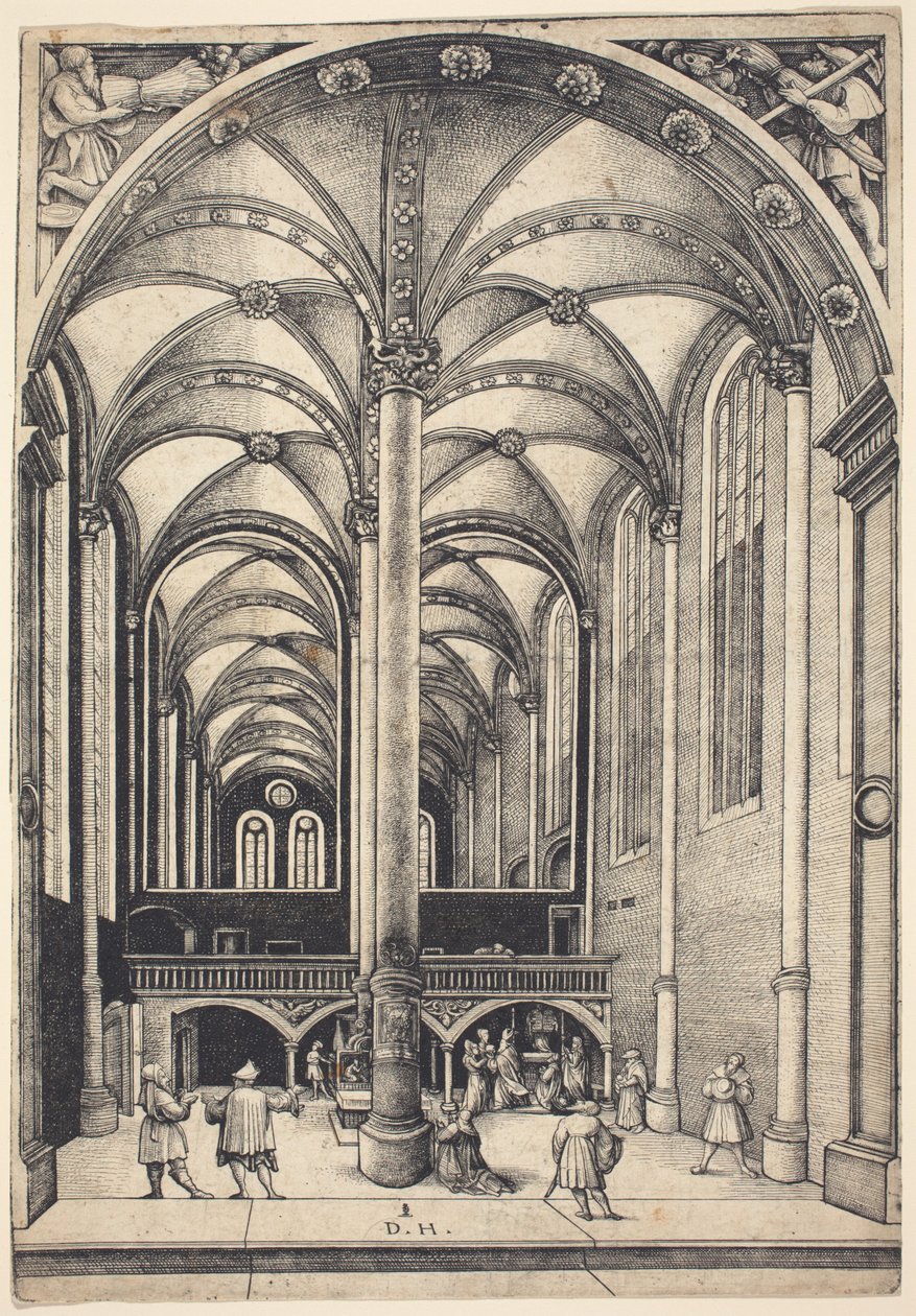 Interior of the Church of Saint Maria Magdalena with the Parable of the Offering of the Widow by Daniel Hopfer
