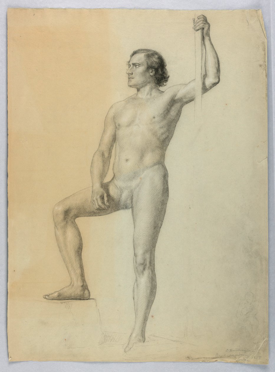 Male Nude with One Foot on a Step, 1858 by Daniel Huntington