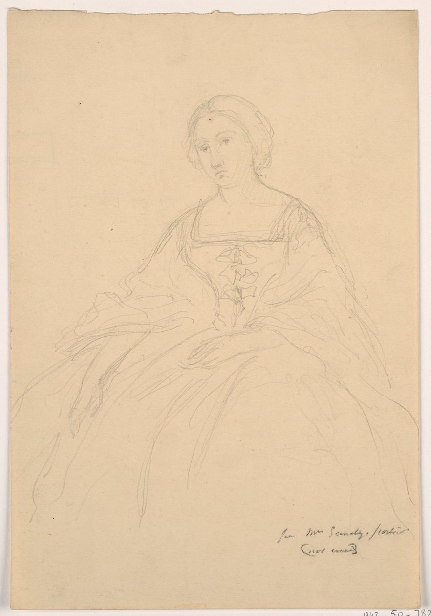 Mrs. Sheppard Gandy Seated; Verso: Line Sketch, 1859 by Daniel Huntington