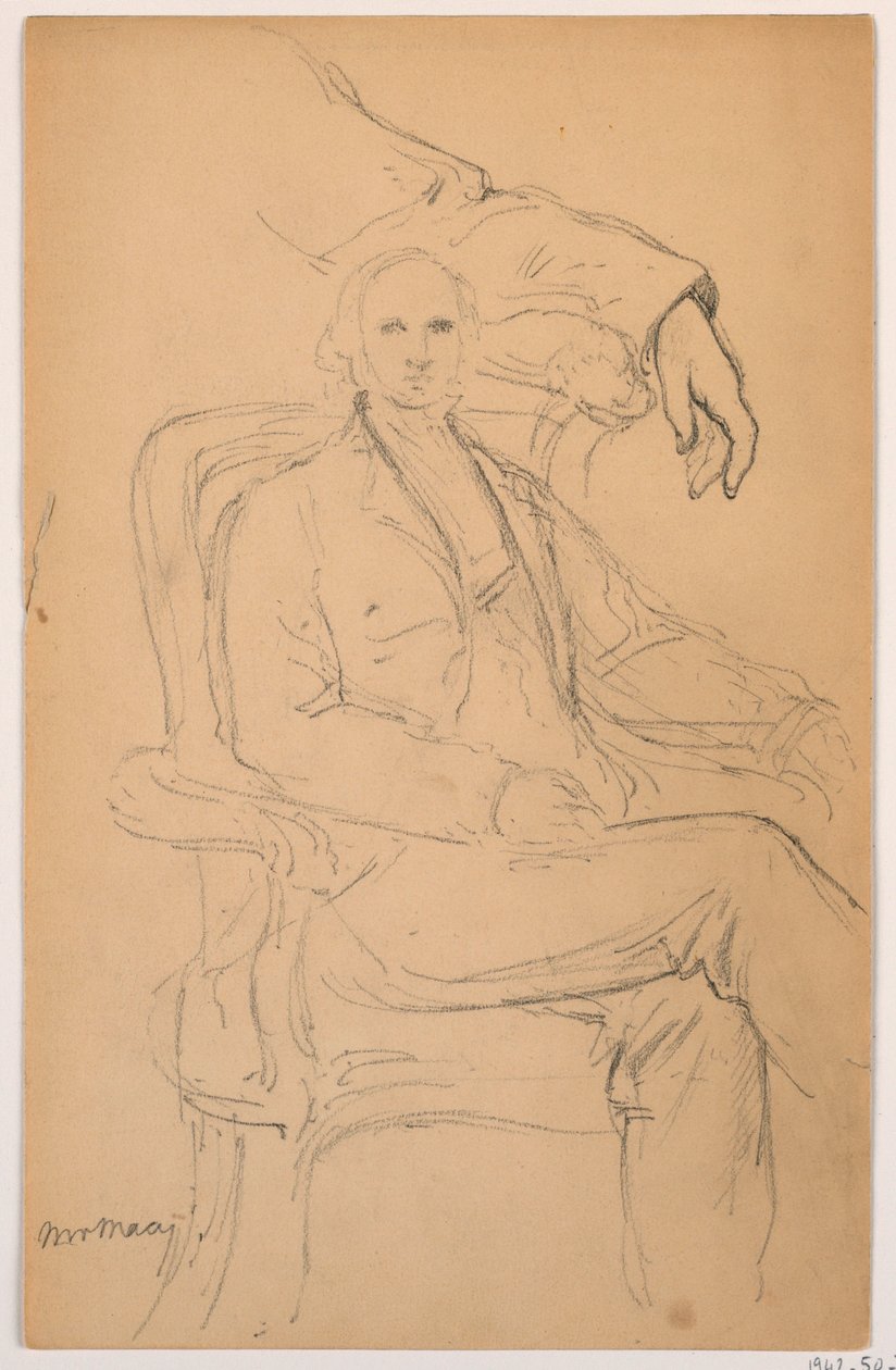 William H. Macy Seated, Separated Left Arm Study, 1884 by Daniel Huntington