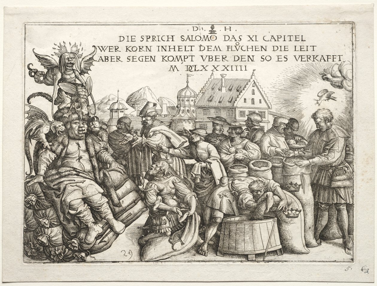 Illustration to Proverbs XI (The Hoarders of Grain) by Daniel I Hopfer