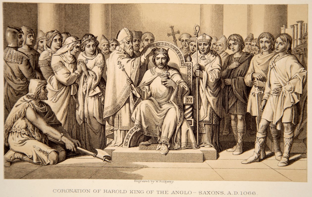 Coronation of Harold II in 1066, engraved by W. Ridgeway by Daniel Maclise
