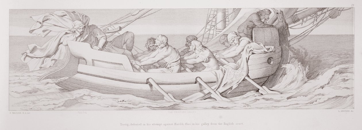 Tostig, defeated in his attempt against Harold, flies in his galley ...