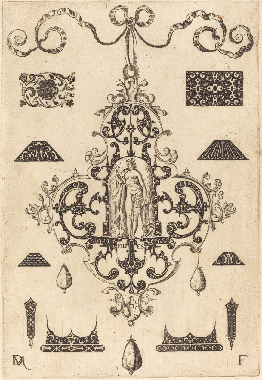 Large Pendant, Faith Standing at Centre by Daniel Mignot
