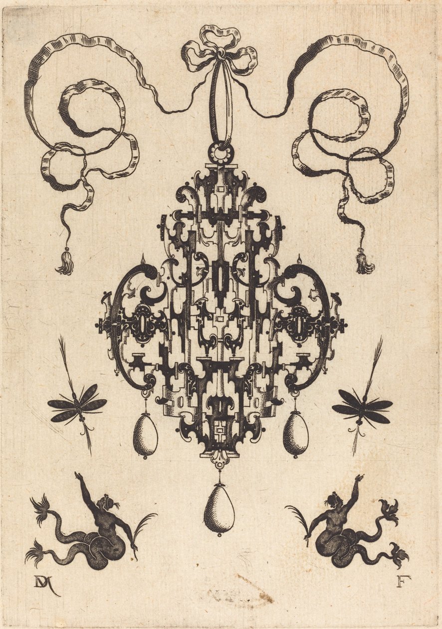 Large Pendant, Lower Left and Right Two Creatures of the Sea by Daniel Mignot