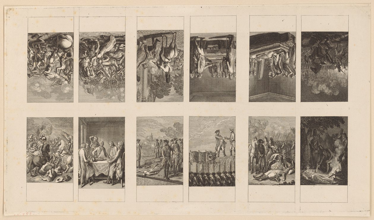 12 Sheets with Brandenburg War Scenes by Daniel Nikolaus Chodowiecki