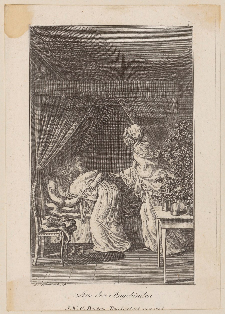 Bailiff Dorner is congratulated on the morning of his 50th birthday, sheet for the story "The Gift" by Daniel Nikolaus Chodowiecki