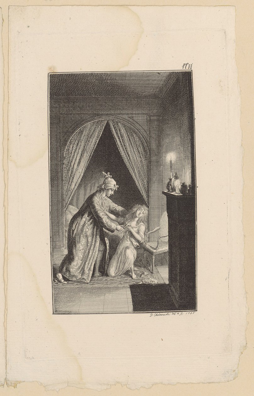 Clarisse Pleads for the Preservation of Her Virtue and Honor by Daniel Nikolaus Chodowiecki