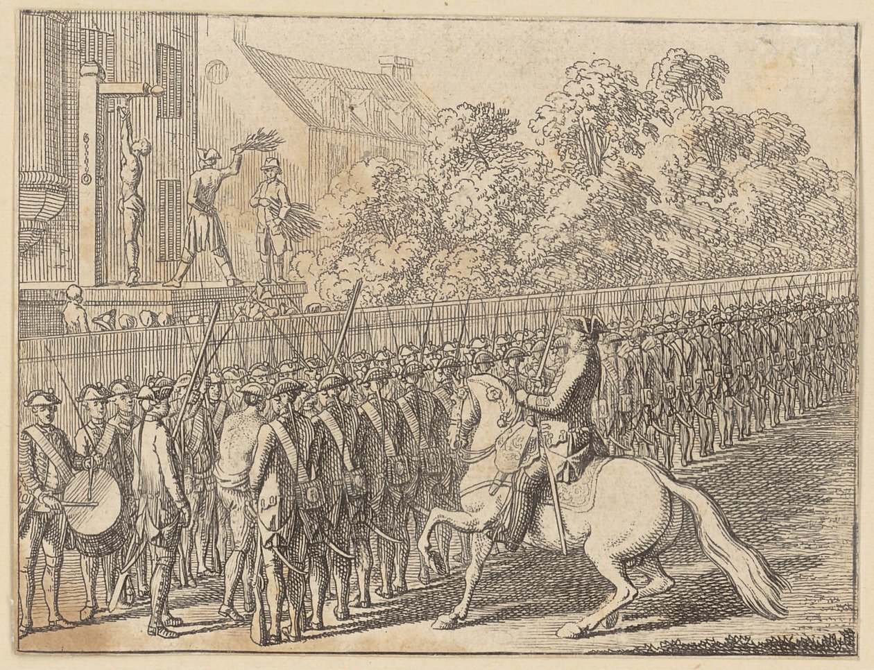 Honest Running the Gauntlet and Dishonest Flogging by Daniel Nikolaus Chodowiecki