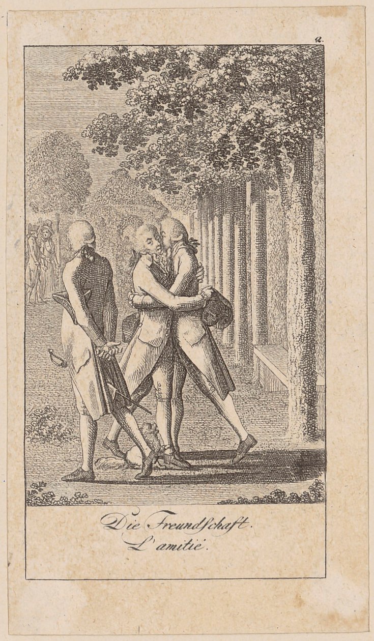 Friendship, plate 2 from the series “Sincerity and Hypocrisy” by Daniel Nikolaus Chodowiecki